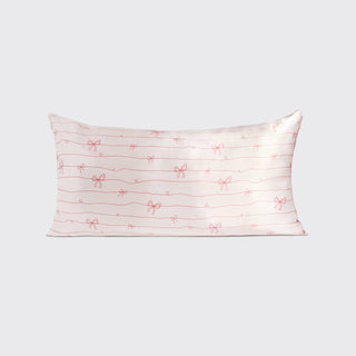 Satin Pillowcase in Striped Bows - King // Kitsch