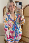 Bow Colorful Satin Pajama Set