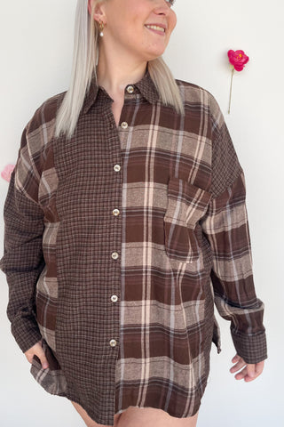 Bere Plaid Top In Brown
