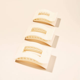 Flat Rectangle Medium Hair Clip in Almond Beige