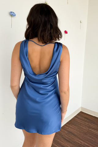 Flirt Alert Dress in Deep Blue