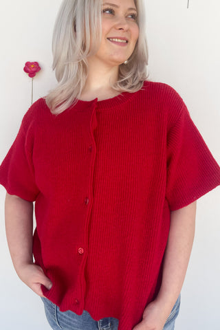 Antigua Sweater Top in Red