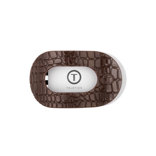 Crocodile Flat Round Medium Hair Clip in Brown