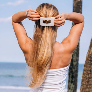 Flat Rectangle Large Hair Clip in Coconut White