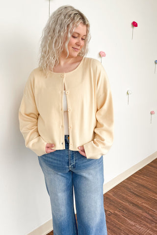 Settle Down Cardigan in Butter Yellow