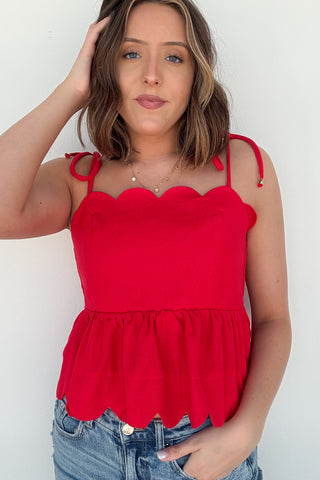 Red Scallop Top