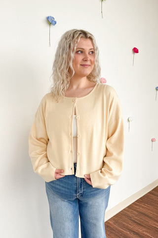 Settle Down Cardigan in Butter Yellow