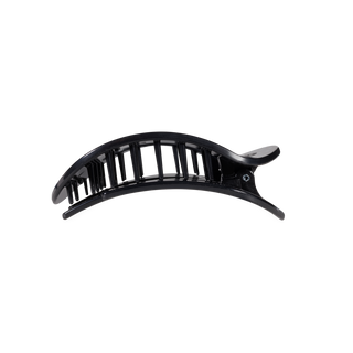 Flat Round Medium Hair Clip in Black Polka Dot