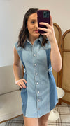 Time Flies Back Denim Dress