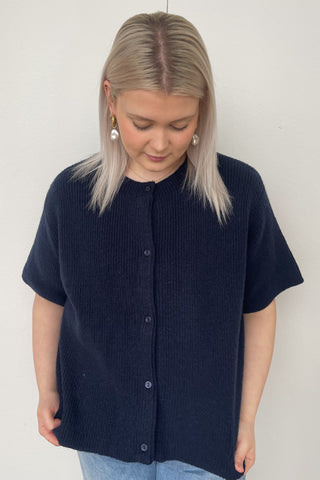 Antigua Sweater Top in Navy