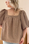 Brown Gingham Top