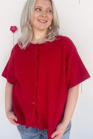 Antigua Sweater Top in Red