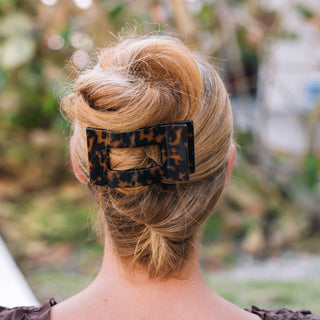 Flat Rectangle Large Hair Clip in Tortoise
