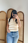 Megan Stripe Sweater Vest in Ivory