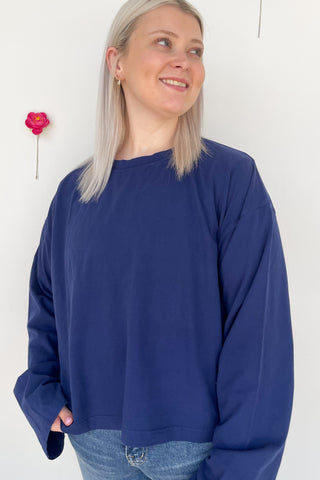 Tania Long Sleeve Top In Navy