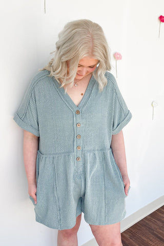 The Avery Romper in Blue