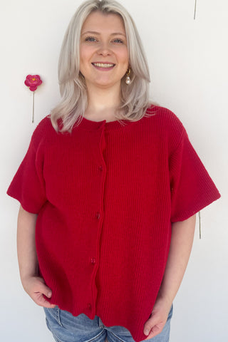 Antigua Sweater Top in Red