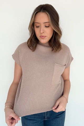Melly Sweater Top In Taupe