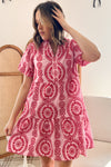 Pink Eyelet Embroidered Dress