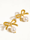 Aleah 18K Gold Plated Bow Pearl Earring