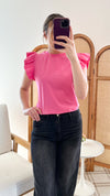 Walk With Me Ruffle Top in Pink