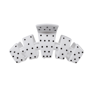 Classic Medium Hair Clip in White Polka Dot Party