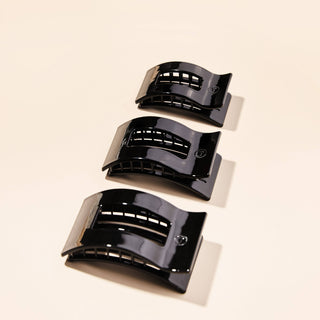 Flat Rectangle Large Hair Clip in Black