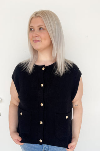Emily Vest Top in Black