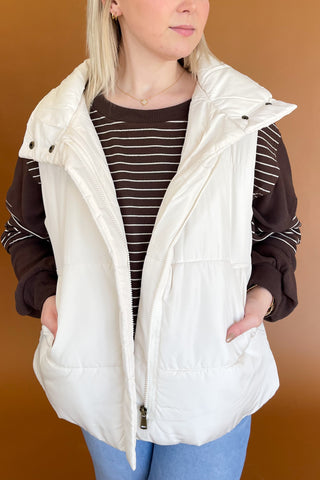 Zara Puffer Vest in Ivory RT