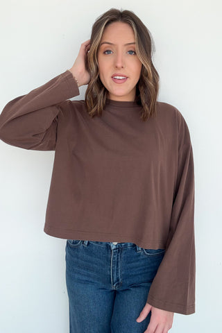Tania Long Sleeve Top In Mocha