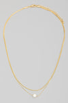 Pearly Bead Charm Layered Dainty Chain Necklace