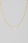 Pearly Bead Charm Layered Dainty Chain Necklace