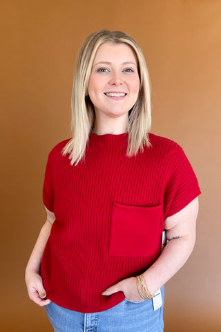 Melly Sweater Top In Red
