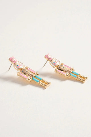 Pink Snowflake Nutcracker Earrings