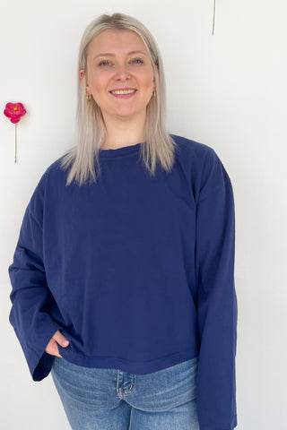 Tania Long Sleeve Top In Navy