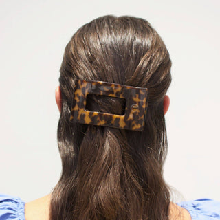 Flat Rectangle Medium Hair Clip in Tortoise