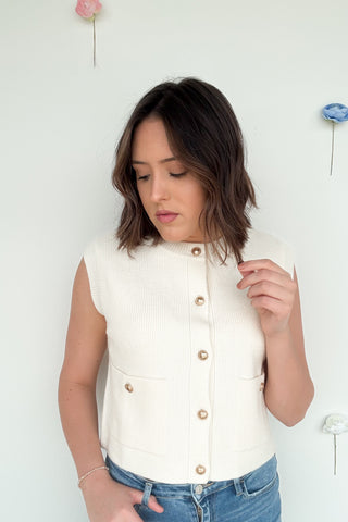 Emily Vest Top in Cream