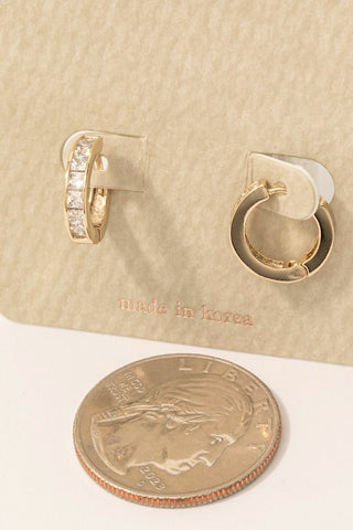 Square Rhinestone Pave Hinge Hoop Earrings