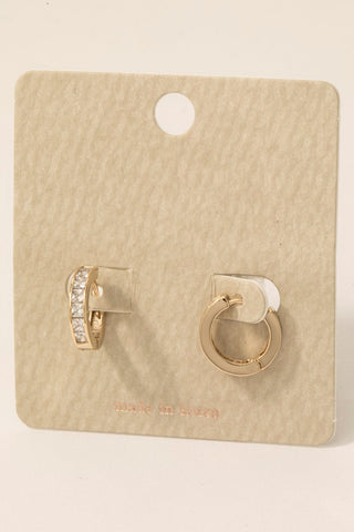 Square Rhinestone Pave Hinge Hoop Earrings