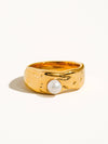 Pave 18K Gold Plated Pearl Band Ring