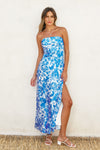 Afterglow Strapless Bias Cut Maxi Dress