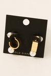 Gold Dipped Pearl Bead Flat Hoop Earrings