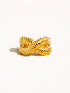 Nia Cross Spiral Ring - 18K Gold Plated