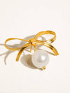 Alice Bow Dangle Pearl Earring - 18K Gold Plated