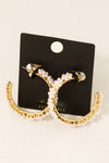 Gold Dipped Pearly Beaded Hoop Earrings