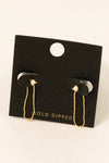 Gold Dipped Opal Stud And Chain Earrings