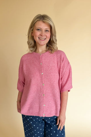 Gabbi Cardigan Top in Guava