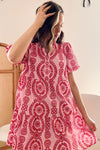 Pink Eyelet Embroidered Dress