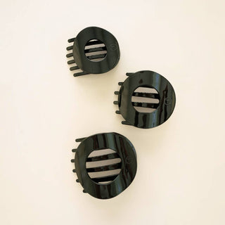 Flat Circle Large Hair Clip in Black