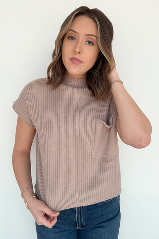 Melly Sweater Top In Taupe